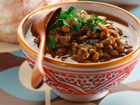 Lentils are a classic part of Moroccan cuisine and a start to most meals. This classic combination of whole grains and stewed legumes passed down through generations of Moroccan kitchens is hearty and healthy.