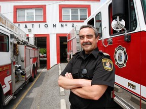 Capt. Wayne Lynch, 55, is ready to hang his bunker gear after 29 years of service with Belleville Fire Department. He is seen here at Station 2 on Dundas Street East as he starts his last shift Tuesday afternoon.- JEROME LESSARD/THE INTELLIGENCER/QMI AGENCY