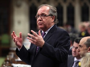 Aboriginal Affairs Minister Bernard Valcourt speaks during Question Period in the House of Commons on Parliament Hill in Ottawa May 14, 2014. REUTERS/Chris Wattie
