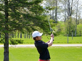 Seaforth Country Classic Open champion, David Markle, tees off during the Seaforth Golf Club’s Skins game on May 24. Markle took on the club’s assistant pro, Kyle Skinner, with prize money going to benefit the Canadian Diabetes Association.