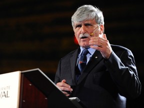 Romeo Dallaire speaks at Laval University in Quebec City on May 22, 2014. (JEAN-FRANCOIS DESGAGNES/QMI Agency)