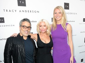 Gwyneth Paltrow, Tracy Anderson and David Babaii celebrate the opening of the Tracy Anderson Flagship Studio. (Brian To/WENN.com)