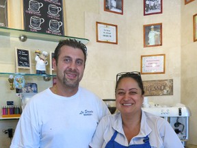 Owner Tony D’Astoli of La Strada Bakery in Woodbridge (pictured with staffer Antonella), where the goods have a home-made touch.