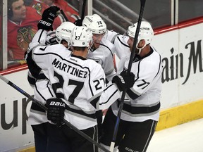 The Los Angeles Kings celebrate a goal in Game 5 of the Western Conference final. (USA Today Sports)