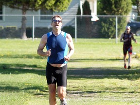 Marvin Bierling takes part in the annual Wallaceburg District Secondary School Tinman Triathlon held on May 22. Bierling finished in second-place in the Masters Male Individual division.