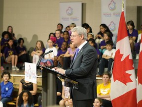Prime Minister Stephen Harper makes a speech during the Maternal Health Summit in Toronto, Thursday, May 29, 2014. (Ernest Doroszuk/QMI Agency)