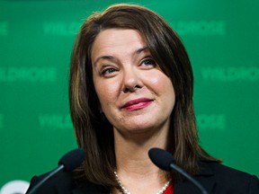 Wildrose leader Danielle Smith announces her party's plans to release a series of new policy initiatives it plans to implement if elected in 2016 at the Legislature Annex in Edmonton, Alta., on Thursday, May 29, 2014. Codie McLachlan/Edmonton Sun