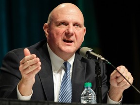 Microsoft Chief Executive Steve Ballmer answers questions at the company's annual shareholder meeting in Bellevue, Washington in this file photo taken November 19, 2013. (REUTERS)