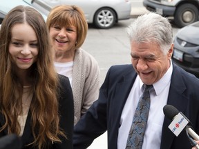 Mayor Joe Fontana is accompanied by his wife Vicky (rear) and a member of his legal team Perri Douglas as he walks to the courthouse London, Ont.

DEREK RUTTAN/QMI AGENCY