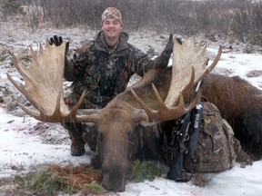 Keith Beasley shows off a moose he took while hunting. Beasley runs a hunting magazine and TV show, and will be making a trek to the tri-area in June to meet the hunting community. - Photo Supplied