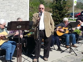 Conservative candidate Bob Bailey is seeking re-election in Sarnia-Lambton. Bailey is pictured here singing at a May 22 community barbecue in Canatara Park. (Submitted photo)