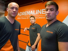 Mark Hominick, Chris Horodecki and Sam Stout have opened a new location for the Adrenaline Training Centre. While the focus is on Mixed Martial Arts, Adrenaline owners stress they are a fully functional gym where anyone, no matter age or gender, can train. (MIKE HENSEN, The London Free Press)