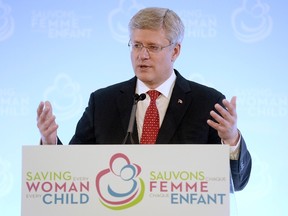 Canada's Prime Minister Stephen Harper speaks during the closing news conference for the "Saving Every Woman, Every Child: Within Arm's Reach" Summit in Toronto May 30, 2014. 

REUTERS/Aaron Harris