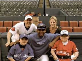Edwin Encarnacion with Errict (front right) and Alex Lavery (front left).