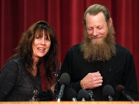 Jani and Bob Bergdahl, parents of U.S. Army Sergeant Bowe Bergdahl, speak during a news conference at the Idaho National Guard headquarters in Boise, Idaho June 1, 2014. Freed U.S. soldier Bowe Bergdahl needs time to decompress, his father said on Sunday, predicting that recovering from nearly five years of captivity in Afghanistan will be like a diver who has to return to the surface slowly. Army Sergeant Bergdahl was released on Saturday in an exchange deal in which five Taliban prisoners were freed from Guantanamo Bay prison in Cuba and flown to Qatar. REUTERS/Brian Losness