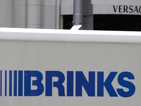 The logo of a Brinks truck is seen on Rodeo Drive in Beverly Hills, Calif., in this May 21, 2013 file photo. (REUTERS/Fred Prouser)