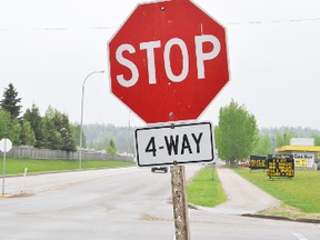 The four way stop at the intersection of Dahl Drive and 55 Avenue will be replaced with traffic lights later this summer as part of a major road widening project.
Barry Kerton | Whitecourt Star