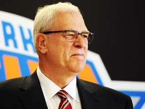 Phil Jackson looks on during his introductory press conference as President of the New York Knicks at Madison Square Garden on March 18, 2014 in New York City. (Maddie Meyer/Getty Images/AFP)