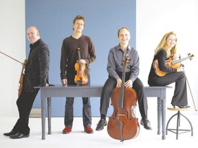 The St. Lawrence String Quartet ? Mark Fewer, left, former Londoner Geoff Nuttall, Chris Costanza and Lesley Robertson ? are part of the Jeffery Concerts? new season. (Marco Borggreve/Special to QMI Agency)