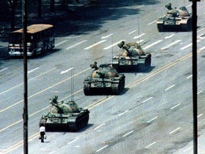 A Beijing citizen stands in front of tanks on the Avenue of Eternal Peace in this June 5, 1989 file photo during the crushing of the Tiananmen Square uprising. June 4 marks the 25th anniversary of the suppression of pro-democracy protests in Tiananmen Square in 1989. Picture taken June 5, 1989.  

REUTERS/Stringer/Files