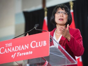 Mayoral candidate Olivia Chow addresses the Canadian Club of Toronto on Tuesday. (ERNEST DOROSZUK/Toronto Sun)