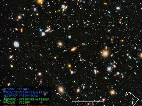 This is a composite image showing the visible and near infrared light spectrum collected from Hubble's ACS and WFC3 instruments over a nine-year period. (NASA/ESA photo)