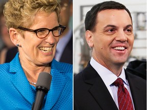 Liberal leader Kathleen Wynne and PC leader Tim Hudak both made campaign stops in the capital Wednesday. (File photos)