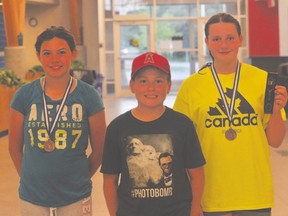 (L-R): Central Plains Sea Lions swimmers Tiah Snaith, Andrew Stasiuk, and Sarah Nadeau competed at the Manitoba Long Course Provincials June 20-22. (Kevin Hirschfield/The Graphic)
