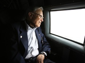 Thursday, June 5, 2014 Ottawa --- Second World War veteran pilot John Friedlander looks out the window of a vintage 1939 Douglas DC-3 Thursday, June 5, 2014. He and other veterans were invited to the Aviation Museum for a special D-Day event.DOUG HEMPSTEAD/Ottawa Sun/QMI AGENCY