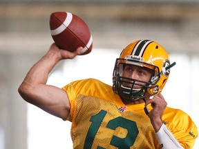 Eskimos quarterback Mike Reilly says he doesn't notice how big his offensive line is, adding they stay low. (Ian Kucerak, Edmonton Sun)