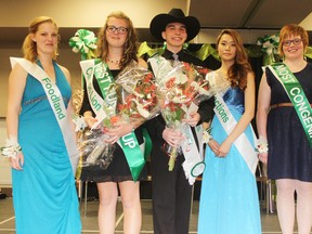 The ambassador competition for the 160th Clinton Spring Fair was held on Thurs., June 5. Pictured here are contestants (left to right) Alexis Edward, Brooklyn Dayman (first runner up), Lucas Dupee (ambassador for 2014-15), Kaylee Nguyen and Janette Plaetzer. (DAVE FLAHERTY/FOR THE NEWS RECORD)