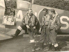 Halvor Bjornstad, left, flew a Spitfire over the Normandy beaches on D-Day.