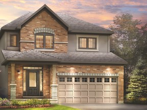With three different front elevations, the 1,904-square-foot Algonquin design offers three bedrooms and 2.5 bathrooms on a 36-foot lot. It has a starting price of $394,900.