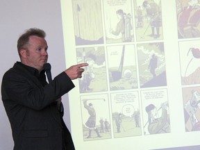 Scott Chantler, author and illustrator of award-winning graphic novel Two Generals discussed his work in a visit to Museum Strathroy-Caradoc on June 5. ELENA MAYSTRUK/ AGE DISPATCH/ QMI AGENCY