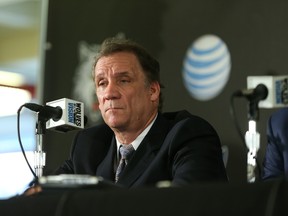 Flip Saunders, president of basketball operations answers questions from the media during the introductory press conference for the team's 2013 NBA Draft picks on June 28, 2013 at Target Center. (David Sherman/NBAE via Getty Images/AFP)