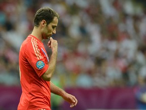 Russian midfielder Roman Shirokov reacts after the Euro 2012 championships football match Greece vs Russia on June 16, 2012 at the National Stadium in Warsaw. (AFP PHOTO/CHRISTOF STACHE)