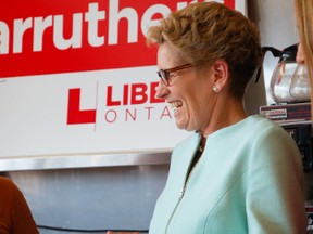 Liberal Leader Kathleen Wynne is pictured during a campaign stop in Bradford on Friday. (QMI AGENCY PHOTO)
