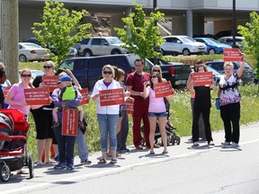 JOHN LAPPA/THE SUDBURY STAR/QMI AGENCY A rally was held outside St. Joseph's Continuing Care Centre in Sudbury, ON. to protest staff cuts on Friday, June 6, 2014.