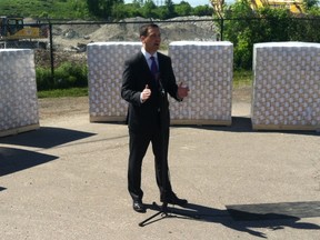 Ontario PC Leader Tim Hudak speaks at the site of the Mississauga gas plant on June 7, 2014. (Antonella Artuso/Toronto Sun)