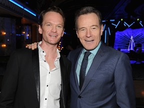 Actors Neil Patrick Harris (L) and Bryan Cranston attend the 2014 Tony Honors Cocktail Party at the Paramount Hotel on June 2, 2014 in New York City.  Craig Barritt/Getty Images for Tony Awards Productions/AFP