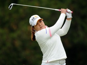 Inbee Park of South Korea hits her drive on the third hole during the final round of the Manulife Financial LPGA Classic at the Grey Silo Golf Course in Waterloo on Sunday. (Steve Dykes/Getty Images/AFP)