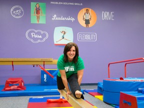 Co-owner Mari Hughes shows off some of the equipment at Little Gym, which has won a best franchise award for the company, in London. (CRAIG GLOVER, The London Free Press)