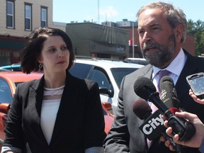 KEVIN RUSHWORTH HIGH RIVER TIMES/QMI AGENCY. Thomas Mulcair, federal leader of the NDP and leader of the Official Opposition, visited High River Monday afternoon to help kick off the campaign of local NDP candidate Aileen Burke.