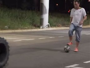 Remi Gaillard readies for another trick in his World Cup video. (YouTube screen grab)