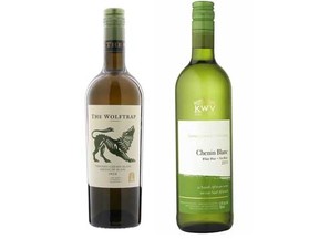 (Left) Boekenhoutskloof 2013 The Wolftrap Viognier Chenin Blanc and KWV 2013 Contemporary Collection Chenin Blanc.