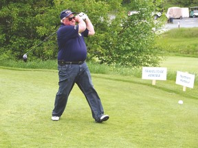 Kenora Rotarian and golf tournament organizing committee member Mark Duggan admires his opening tee shot on the first hole at the Kenora Golf and Country Club. The Rotary Club is expecting to raise over $20,000 at the 10th annual Rotary Golf Classic on Wednesday, June 11.