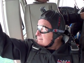 Former U.S. President George H.W. Bush marked his 90th birthday by skydiving out of a helicopter Thursday June 12, 2014.
(Screenshot from YouTube)