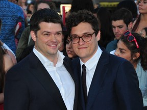 Directors Chris Miller, left, and Phil Lord attend the Premiere Of Columbia Pictures' "22 Jump Street" at Regency Village Theatre on June 10, 2014 in Westwood, California. (Frazer Harrison/Getty Images/AFP)