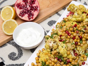 Roasted cauliflower and chick peas prepared by Jill Wilcox at Jill's Table in London, Ontario on Monday June 2, 2014.