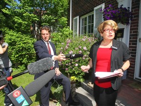 Mayoral candidate Judy Wasylycia-Leis made a campaign announcement in front of her home June 12, 2014. Chris Procaylo/Winnipeg Sun/QMI Agency